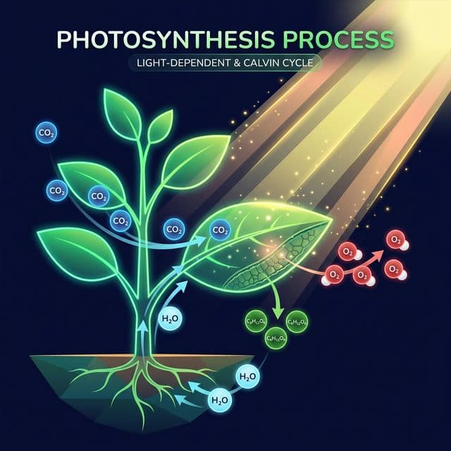 AI-generated educational video showing photosynthesis process